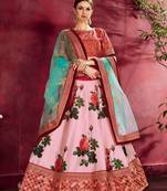 pink floral festive lehenga choli set