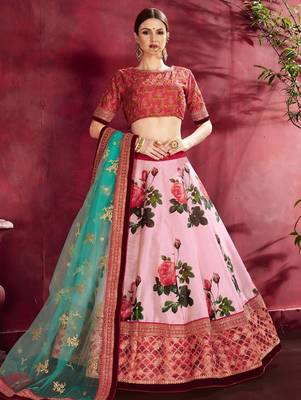 pink floral festive lehenga choli set 2