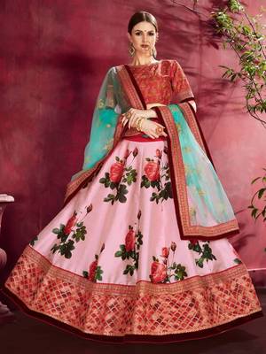 pink floral festive lehenga choli set 3