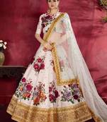 white floral bridal style lehenga choli set