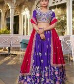 pretty purple embroidered lehenga choli with dupatta
