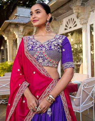 pretty purple embroidered lehenga choli with dupatta 2
