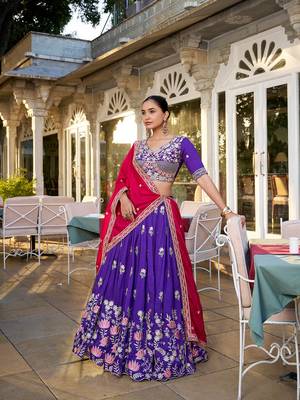 pretty purple embroidered lehenga choli with dupatta 4