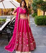pink heavy embroidered bridal lehenga choli set