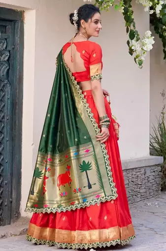 red traditional lehenga choli set 