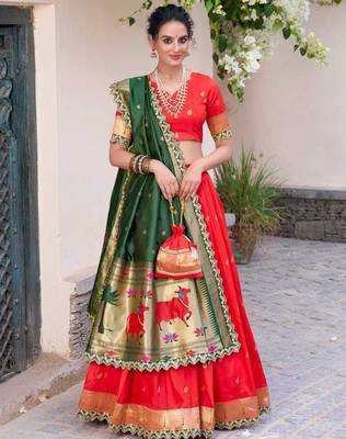 red traditional lehenga choli set  1