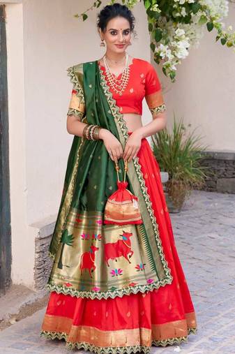 red traditional lehenga choli set 