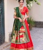 red traditional lehenga choli set 