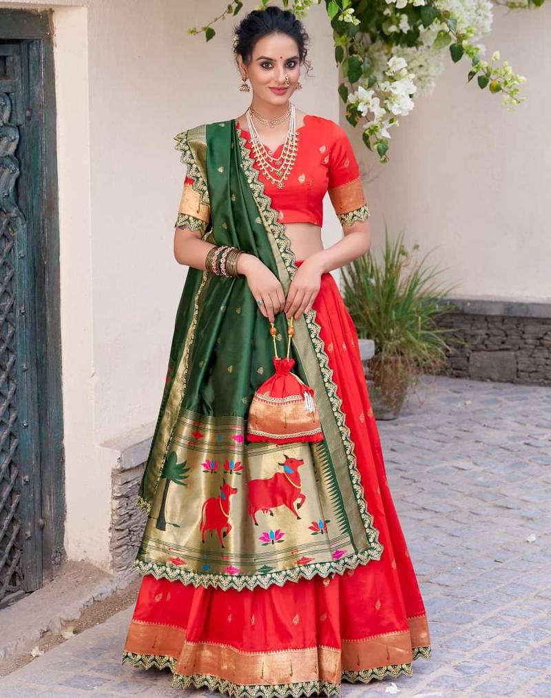red traditional lehenga choli set 