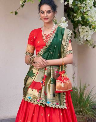 red traditional lehenga choli set  3