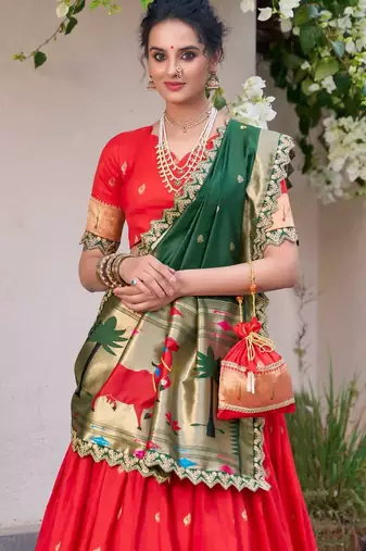 red traditional lehenga choli set 