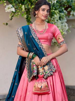 pink and teal designer lehenga choli set 2