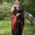 Black red soft silk blend banarasi jacuard work designer party wear saree with unstitched blouse piece