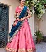 pink and teal designer lehenga choli set