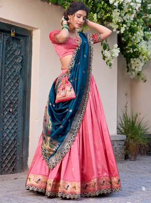 pink and teal designer lehenga choli set 4