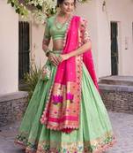 green and pink designer lehenga cholis et
