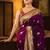 Purple soft silk blend banarasi jacuard work designer party wear saree with unstitched blouse piece