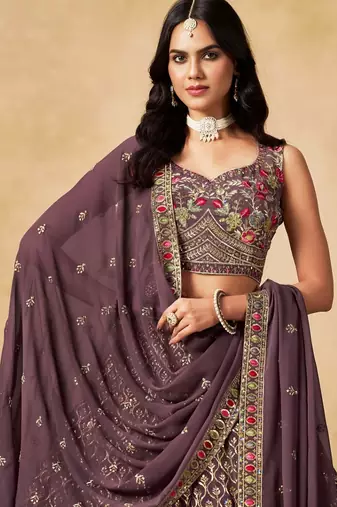 light purple designer embroidered lehenga