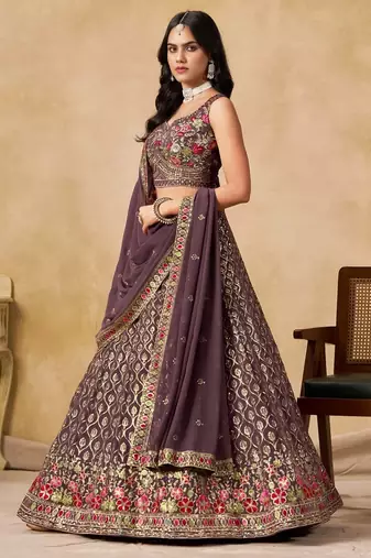 light purple designer embroidered lehenga