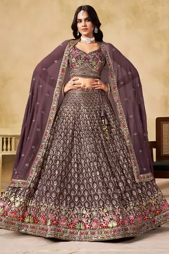 light purple designer embroidered lehenga
