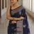 Blue  soft silk blend banarasi jacuard work designer party wear saree with unstitched blouse piece