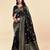 Black soft silk blend banarasi jacuard work designer party wear saree with unstitched blouse piece
