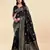Black soft silk blend banarasi jacuard work designer party wear saree with unstitched blouse piece