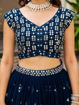 blue mirror work lehenga cholis et 3