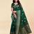 Dark green soft silk blend banarasi jacuard work designer party wear saree with unstitched blouse piece