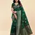 Dark green soft silk blend banarasi jacuard work designer party wear saree with unstitched blouse piece