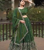 green embroidered lehenga choli set