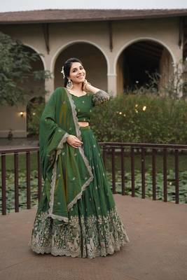 green embroidered lehenga choli set 3