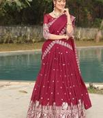 burgandy embroidered lehenga choli set
