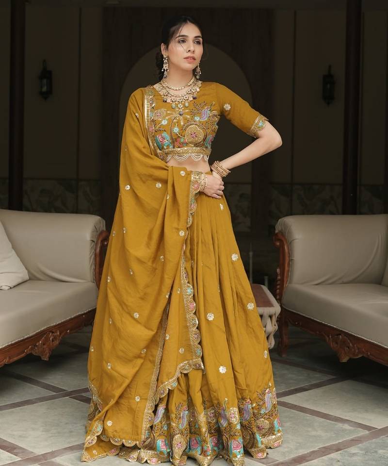 yellow designer lehenga choli set