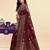 Maroon soft silk blend banarasi jacuard work designer party wear saree with unstitched blouse piece