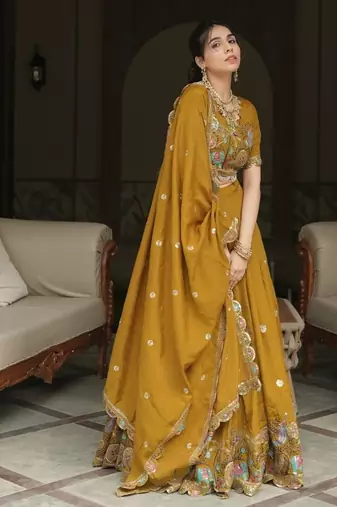 yellow designer lehenga choli set