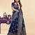 Neavy blue soft silk blend banarasi jacuard work designer party wear saree with unstitched blouse piece