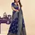 Neavy blue soft silk blend banarasi jacuard work designer party wear saree with unstitched blouse piece