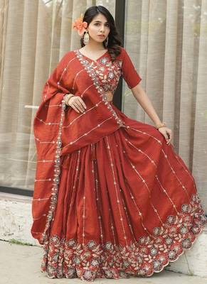bridal brown lehenga choli set. 2