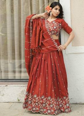 bridal brown lehenga choli set. 3
