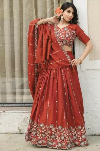 bridal brown lehenga choli set.