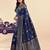 Neavy blue soft silk blend banarasi jacuard work designer party wear saree with unstitched blouse piece