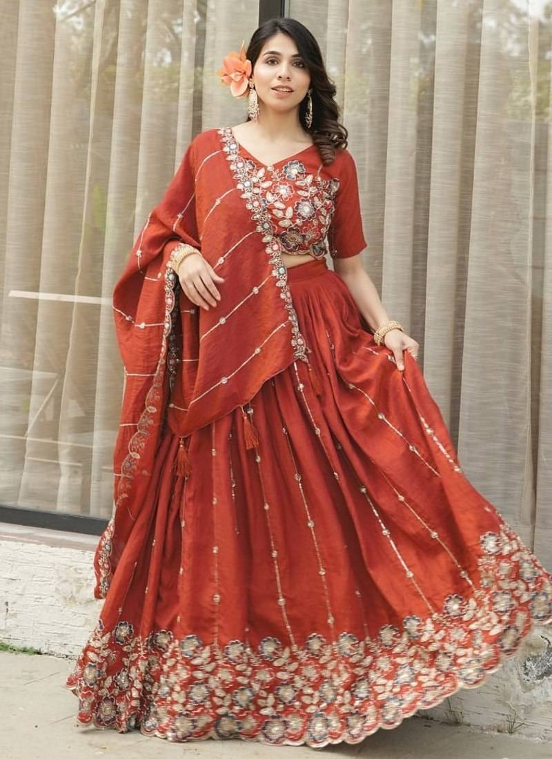 bridal brown lehenga choli set.