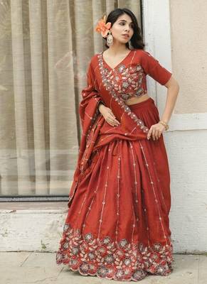 bridal brown lehenga choli set. 4
