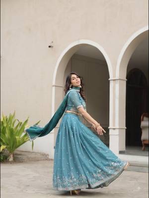 sky blue embroidered lehenga choli set 1