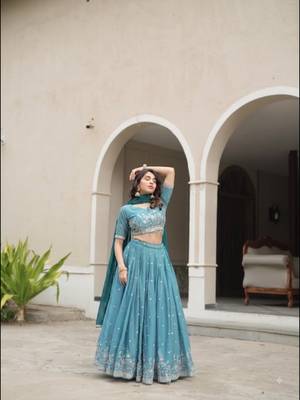 sky blue embroidered lehenga choli set 4