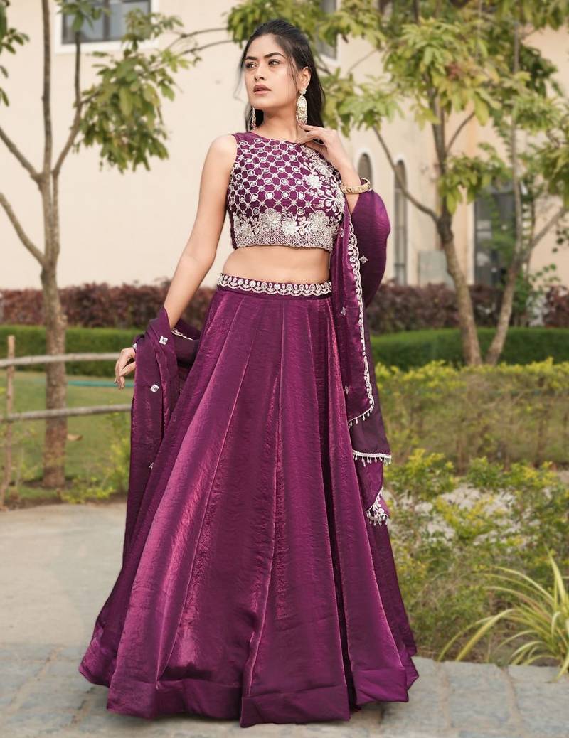 purple designer lehenga choli set