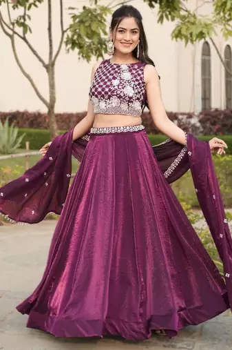 purple designer lehenga choli set