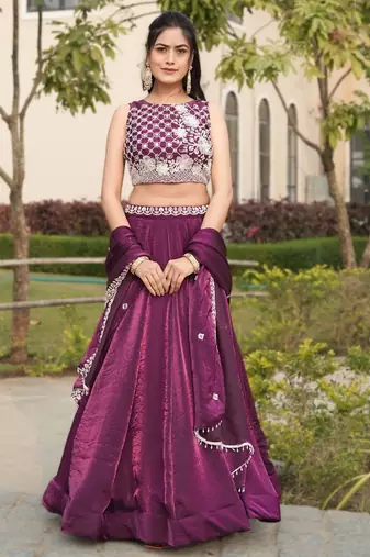 purple designer lehenga choli set