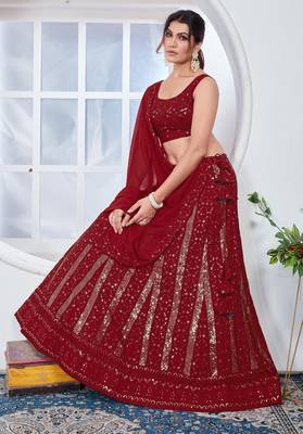 red festive lehenga choli set 2